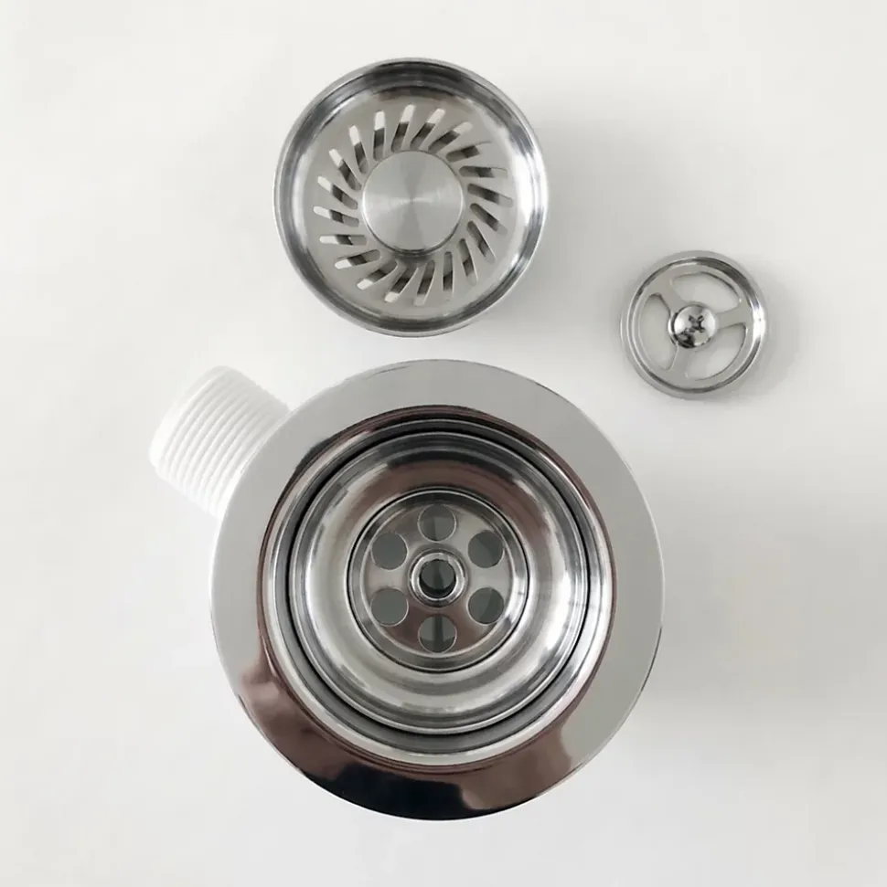 Vidage Bonde manuelle évier 1 bac granit résine HARMONIE chromé - Siphon gain de place