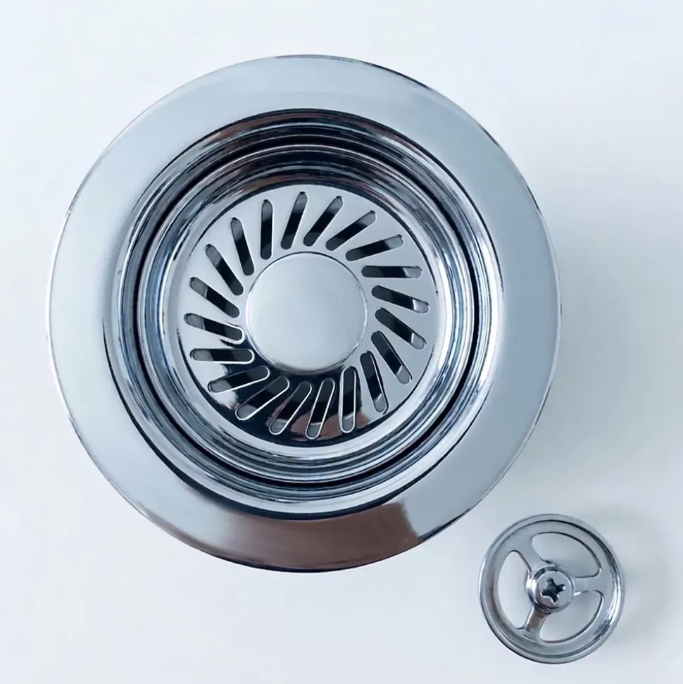 Vidage Bonde manuelle évier 1 bac granit résine HARMONIE chromé - Siphon gain de place