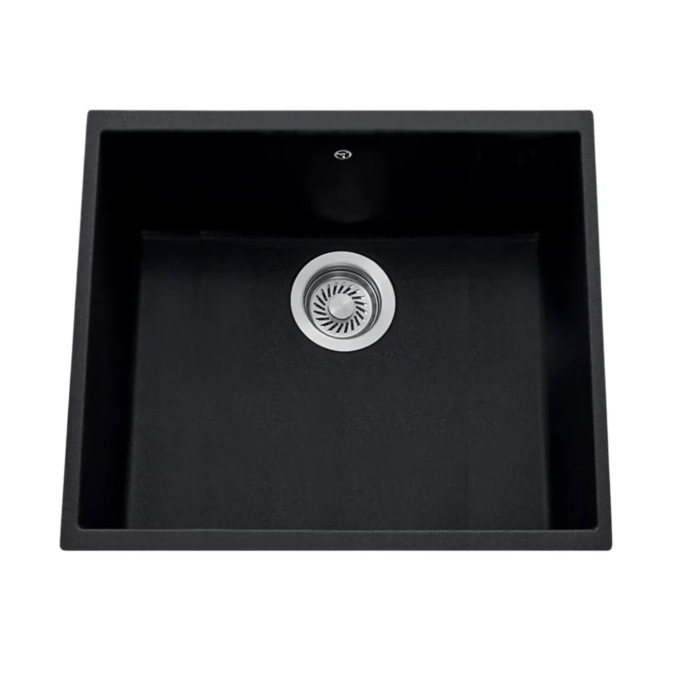 Vidage Bonde manuelle évier 1 bac granit résine HARMONIE chromé - Siphon gain de place