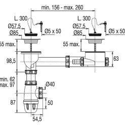 Vidage complet pour éviers grès 2 bacs Valentin