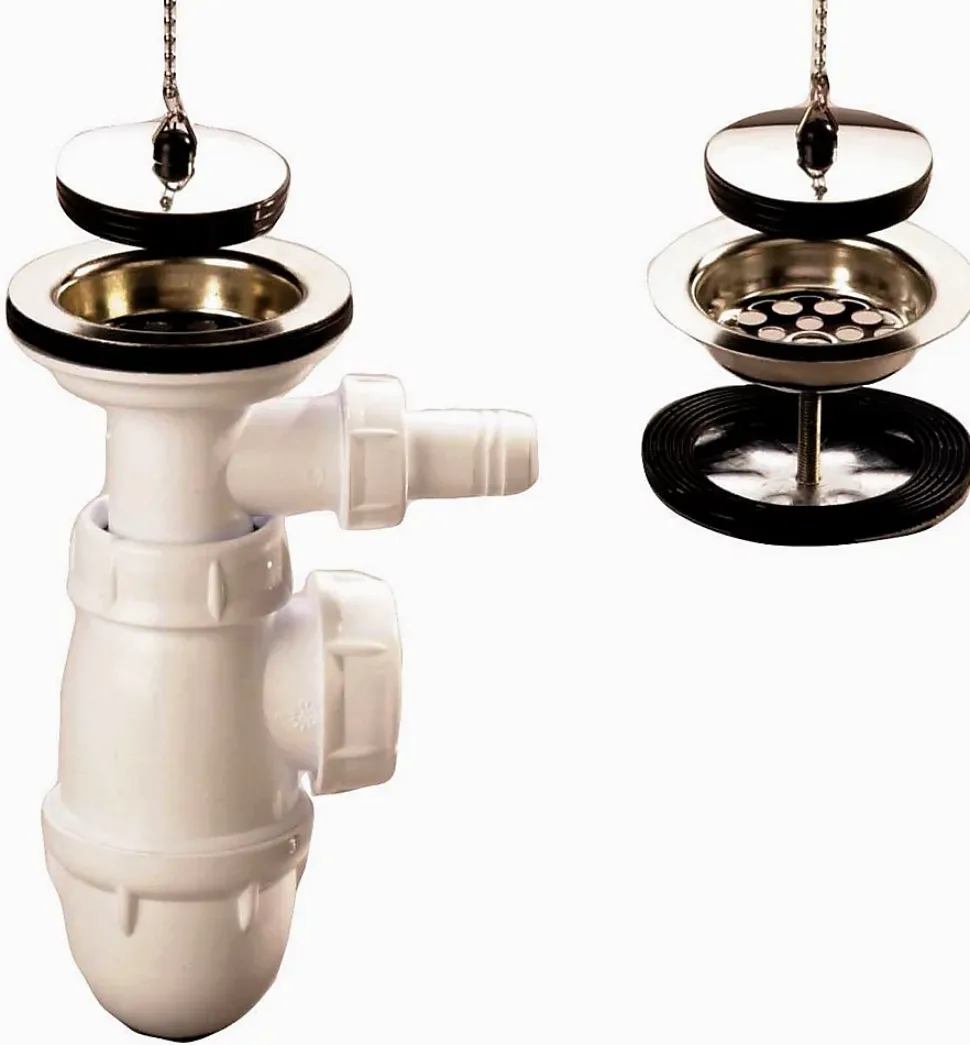 Vidage complet sans trop plein pour bacs d'évier grès à double parois - Perçage diamètre 60 mm