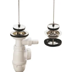 Vidage complet sans trop plein pour bacs d'évier grès à double parois - Perçage diamètre 60 mm