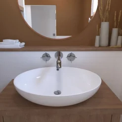 Vidage de lavabo universel avec tubulure extra-plate, siphon déporté, prises Valentin
