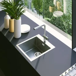 Vidage manuel chromé 1 bac CUIPD676-D pour évier inox