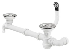 Vidage manuel complet pour évier 2 cuves avec trop plein rond - MODERNA - FCTV090P08