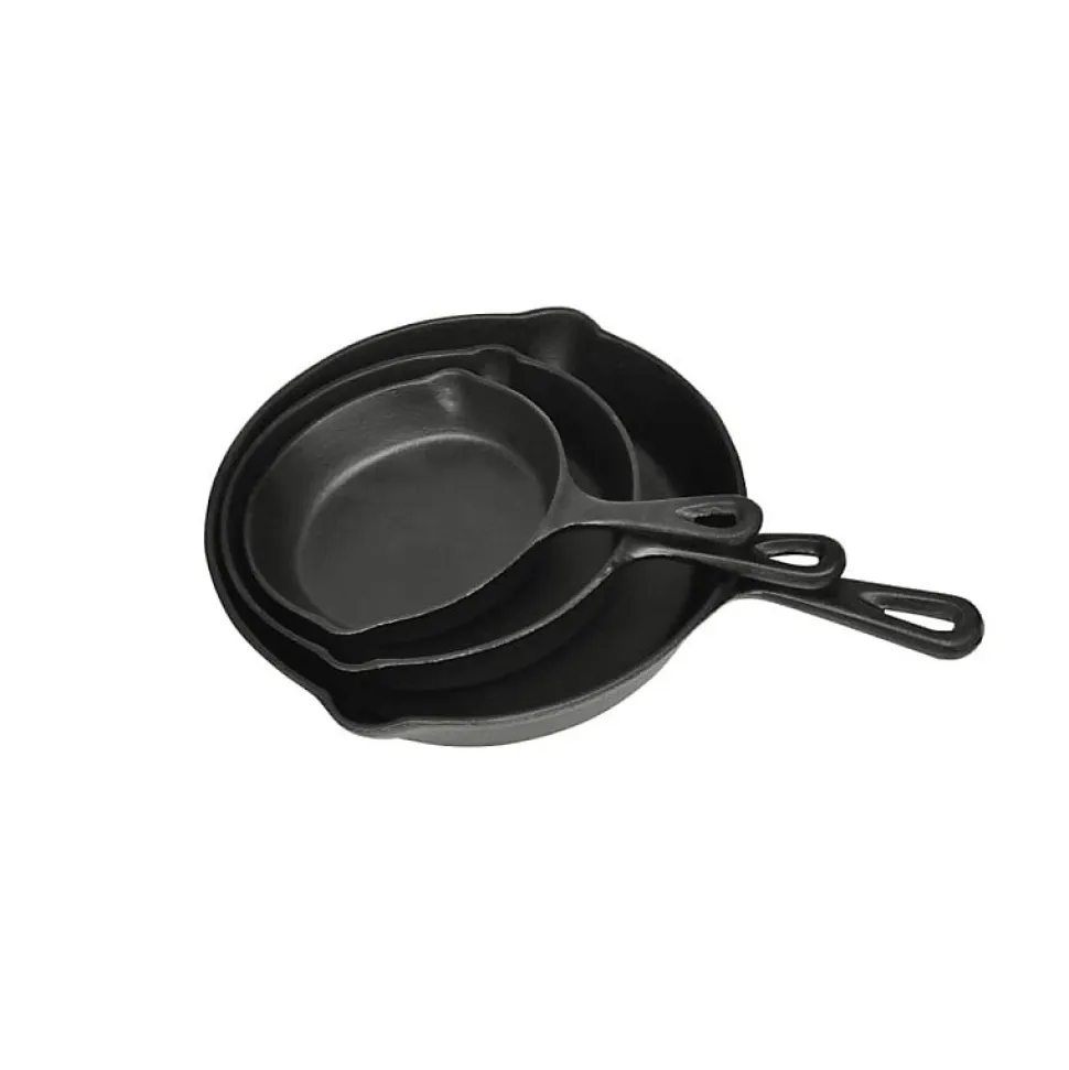 VidaXL - Lot 3 poeles fonte - 17 21 27 cm - induction BBQ