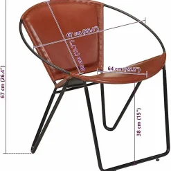 vidaXL Chaise de Relaxation Cuir Véritable Marron Salon Salle à Manger Cuisine 246367