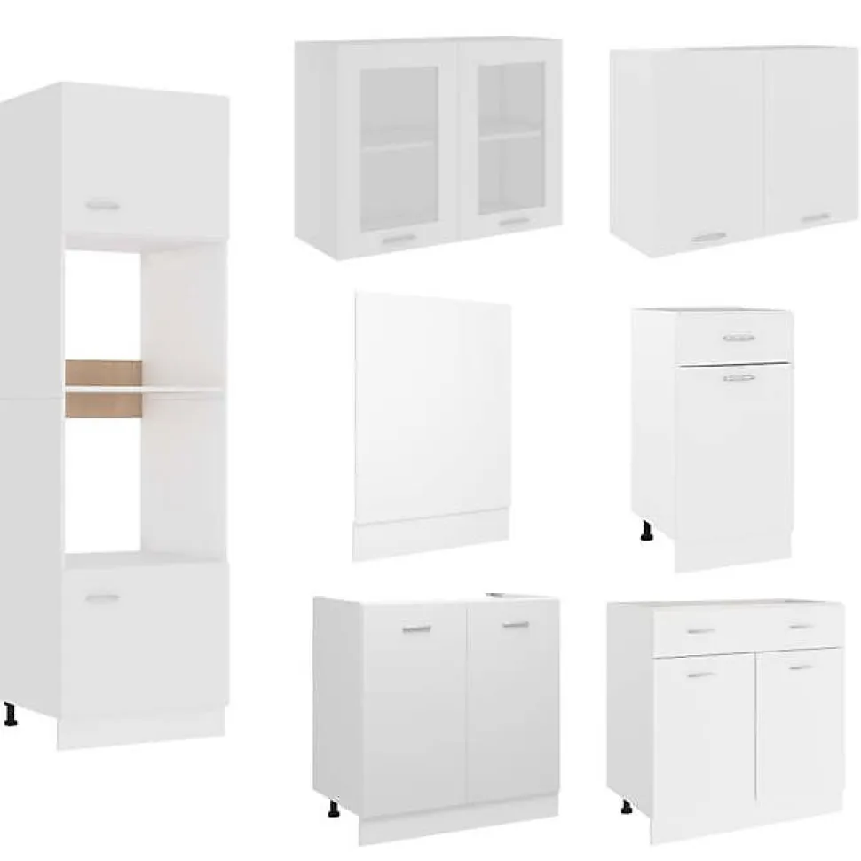 vidaXL Ensemble de Meubles de Cuisine 7 pcs Armoires de Rangement Ensemble d'Equipement de Cuisine Meubles de Rangement 3067623