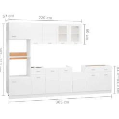 vidaXL Ensemble de Meubles de Cuisine 7 pcs Armoires de Rangement Ensemble d'Equipement de Cuisine Meubles de Rangement 3067623