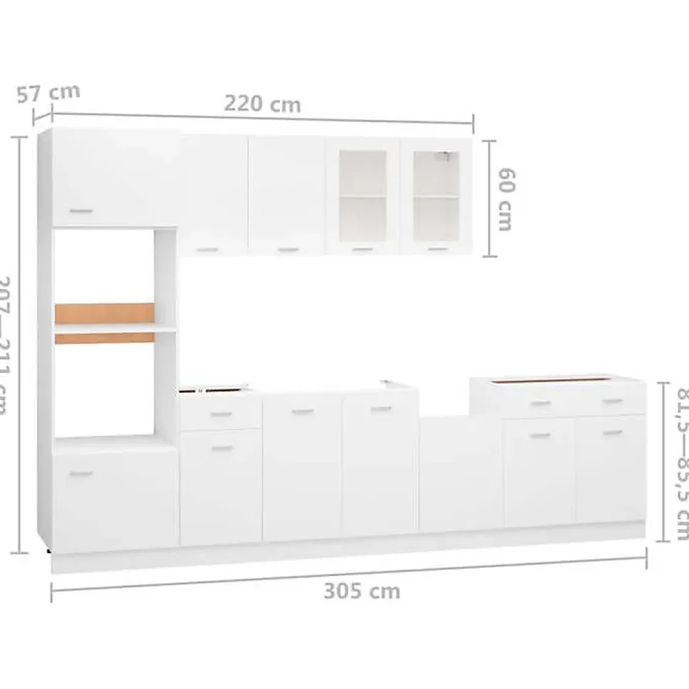 vidaXL Ensemble de Meubles de Cuisine 7 pcs Armoires de Rangement Ensemble d'Equipement de Cuisine Meubles de Rangement 3067623