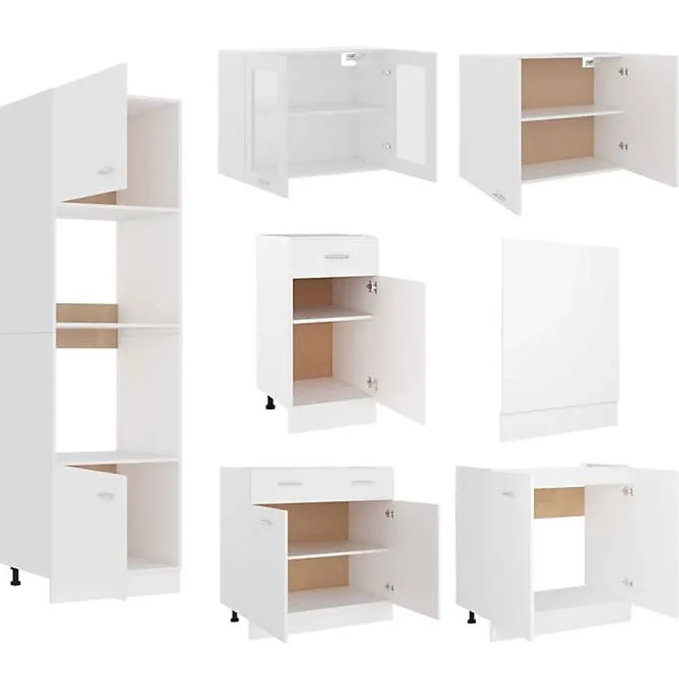 vidaXL Ensemble de Meubles de Cuisine 7 pcs Armoires de Rangement Ensemble d'Equipement de Cuisine Meubles de Rangement 3067623