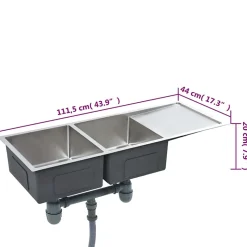 vidaXL Evier de Cuisine Fait à la Main Evier Rectangulaire Evier Encastré évier à Vasque Intérieur Résistant Maison Robuste 145081