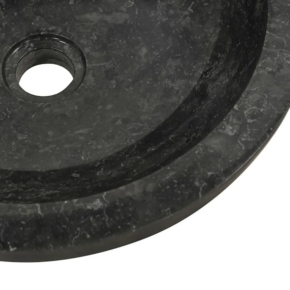 vidaXL évier Marbre Noir Pierre Naturelle Lave-Mains Lavabo Salle de Bain 142774