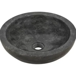 vidaXL évier Marbre Noir Pierre Naturelle Lave-Mains Lavabo Salle de Bain 142774