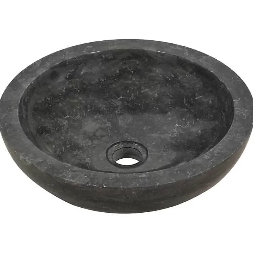 vidaXL évier Marbre Noir Pierre Naturelle Lave-Mains Lavabo Salle de Bain 142774