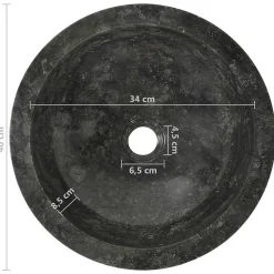vidaXL évier Marbre Noir Pierre Naturelle Lave-Mains Lavabo Salle de Bain 142774
