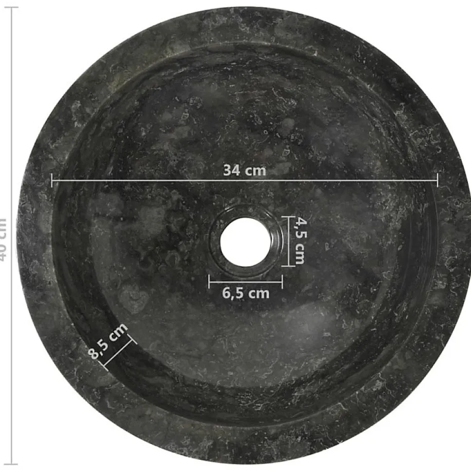 vidaXL évier Marbre Noir Pierre Naturelle Lave-Mains Lavabo Salle de Bain 142774