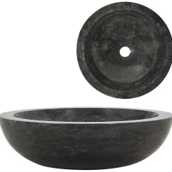 vidaXL évier Marbre Noir Pierre Naturelle Lave-Mains Lavabo Salle de Bain 142774