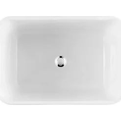 Vidoir bac a laver 59,7x42x5 grande hauteur 38cm céramique traditionnelle SANINDUSA Tribo 60 à poser sur plan blanc