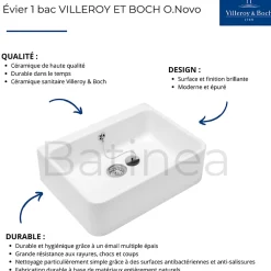 Évier 1 bac VILLEROY ET BOCH O.Novo