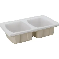 Évier 2 bacs à encastrer par dessus 86x50cm hauteur 22cm céramique SANINDUSA Lusitano blanc