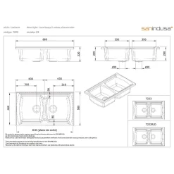 Évier 2 bacs à encastrer par dessus 86x50cm hauteur 22cm céramique SANINDUSA Lusitano blanc