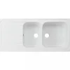 Évier 2 bacs 1 égouttoir à encastrer par dessus céramique SANINDUSA TROIA 112,5x50 hauteur 21,5cm avec trop-plein blanc