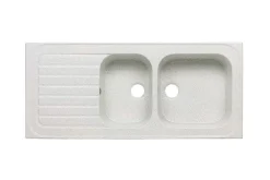 Évier 2 bacs 1 égouttoir à encastrer par dessus céramique SANINDUSA TROIA 112,5x50 hauteur 21,5cm avec trop-plein granit bleu