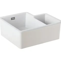 Évier 2 bacs décalés à encastrer par dessus 69,6x52,2cm hauteur 22,3cm céramique SANINDUSA Valet blanc (vidage non inclus)