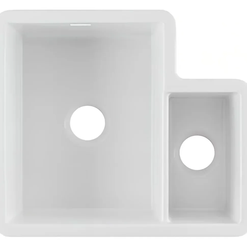 Évier 2 bacs décalés à encastrer par dessus 69,6x52,2cm hauteur 22,3cm céramique SANINDUSA Valet blanc (vidage non inclus)