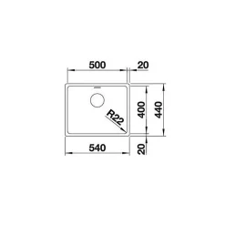 Évier - Blanco - Andano 500 U - Acier inoxydable brillant - Grand volume - Facile d'entretien