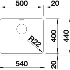 Évier - Blanco - Andano 500 U - Acier inoxydable brillant - Grand volume - Facile d'entretien