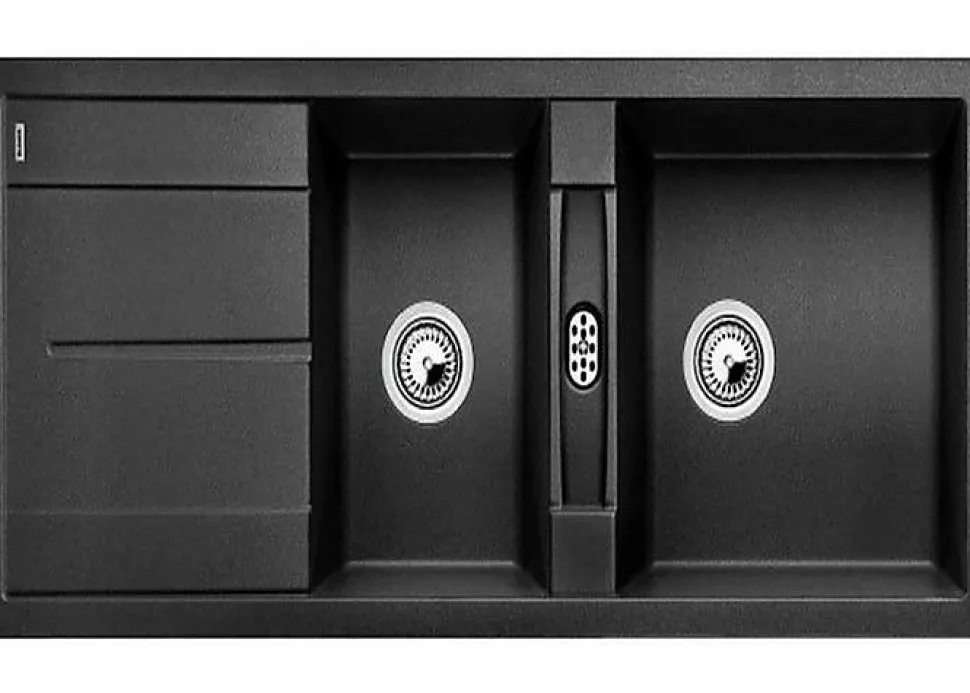 Évier - BLANCO - Metra 8S - SILGRANIT - 2 cuves - 1 égouttoir réversible - anthracite