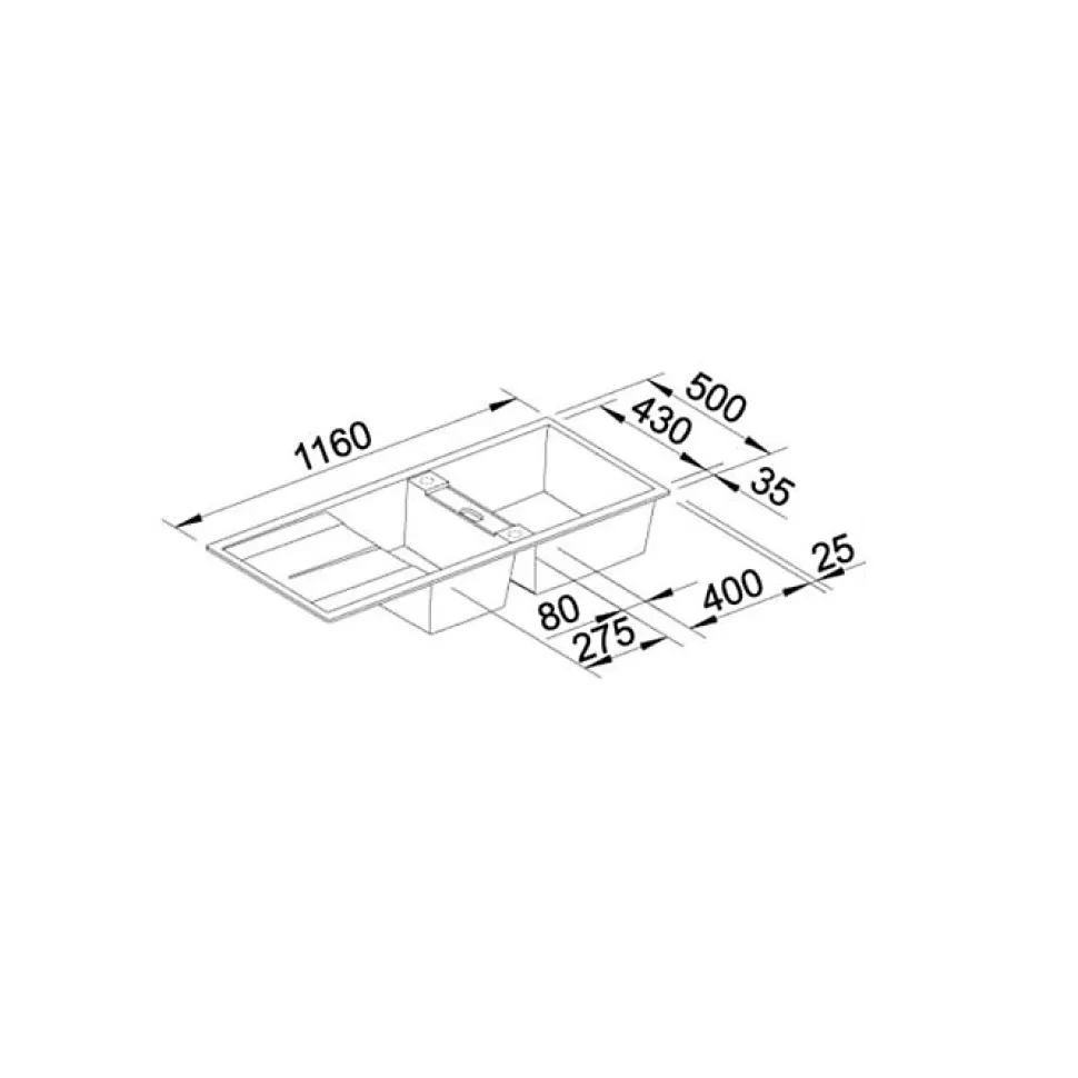Évier - BLANCO - Metra 8S - SILGRANIT - 2 cuves - 1 égouttoir réversible - anthracite
