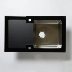Évier à encastrer 1 bac avec égouttoir noir et argent Cooke & Lewis Christianna