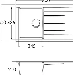 Évier à encastrer 1 cuve et égouttoir en résine noir mat Ising Cooke & Lewis
