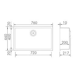 Évier à encastrer 1 Cuve 72x40x20cm - Quartz Blanc - Kera SE FRÉCAN
