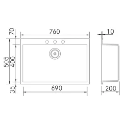 Évier à encastrer 1 Cuve 69x40x20cm - Quartz Titanium - Quadra SE FRÉCAN