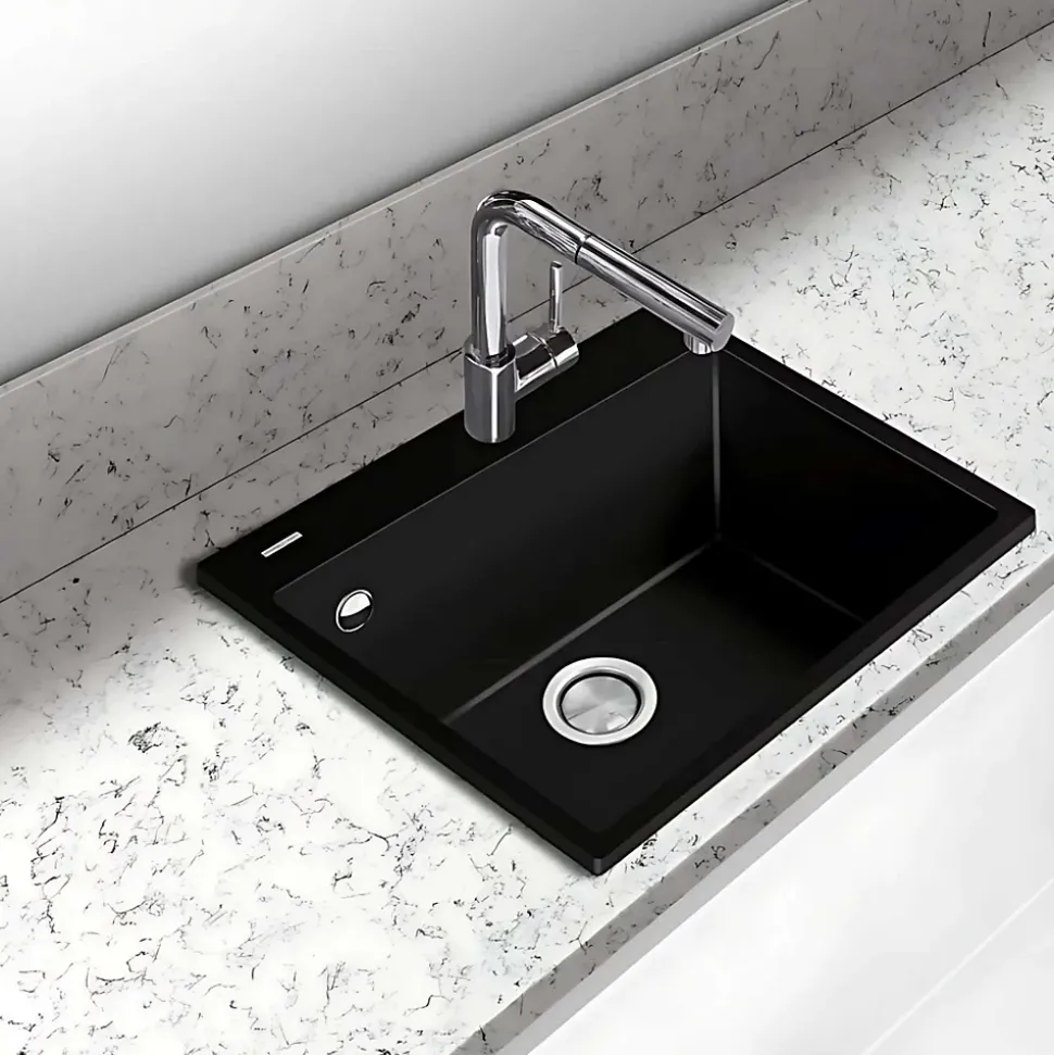 Évier à encastrer 1 Cuve 49x40x20cm - Quartz Noir Mat - Quadra SE FRÉCAN