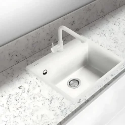 Évier à encastrer 1 Cuve 49x40x20cm - Quartz Blanc - Quadra SE FRÉCAN