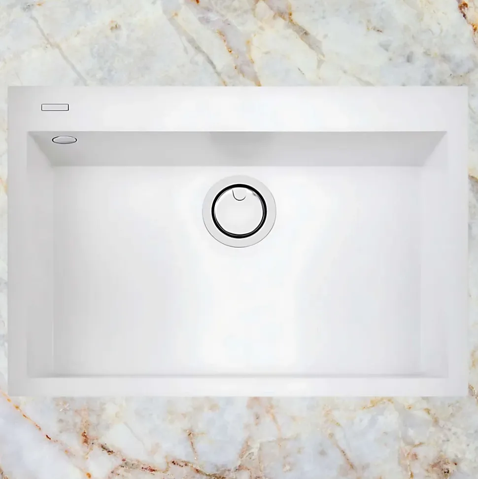 Évier à encastrer 1 Cuve 49x40x20cm - Quartz Blanc - Quadra SE FRÉCAN