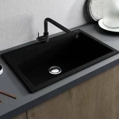 Évier à encastrer 1 Cuve 50x40x20cm - Quartz Noir Mat - Kera SE FRÉCAN