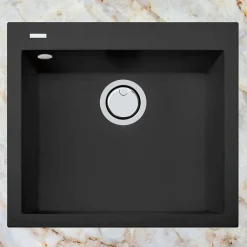 Évier à encastrer 1 Cuve 69x40x20cm - Quartz Noir Mat - Quadra SE FRÉCAN