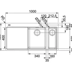Évier - Franke - MMX 261 - Acier inoxydable - 2 bols - 340 x 400 mm