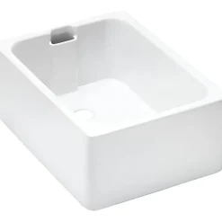 Évier bac a laver 1 bac à poser ou à encastrer par dessous 60x46cm hauteur 25,2cm trop-plein intégré grès SANINDUSA Belfast blanc