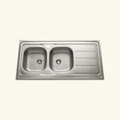 Évier bandeau à poser inox NINO 2 bacs 1 égouttoir - 120 cm