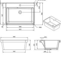 Évier buanderie bac à laver céramique blanc Sanindusa UTILITY 660x501
