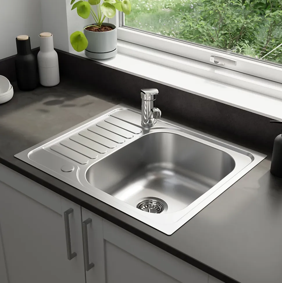 Évier compact de cuisine 1 cuve et 1 égouttoir XS en acier inoxydable Jabiri