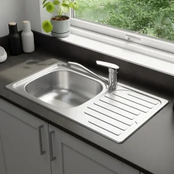 Évier compact de cuisine 1 cuve et 1 égouttoir en acier inoxydable Jabiri