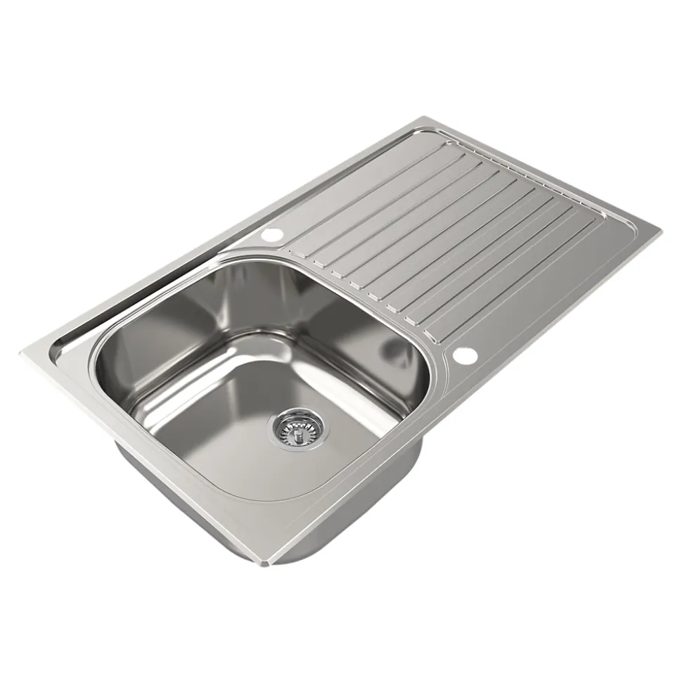 Évier compact de cuisine 1 cuve et 1 égouttoir en acier inoxydable Jabiri